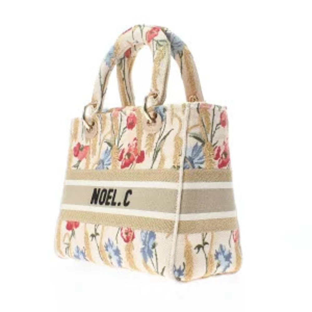 Dior LADY LITE Bag Multicolor Hibiscus Embroidery Canvas Handbag - Picture 2 of 9